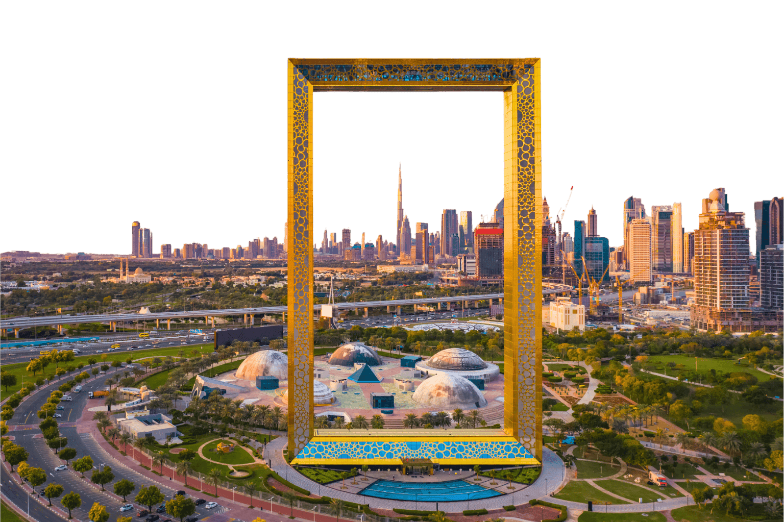 Dubai Frame mit der Skyline von Dubai
